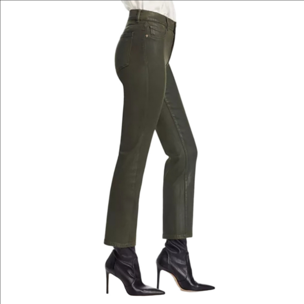 DL1961 Green Mara Coated Straight Intersculpt Ankle Jeans, Size 27 ~ EUC